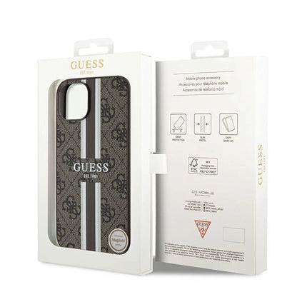 Guess 4G Printed Stripes MagSafe case for iPhone 15/14/13 - brown_7