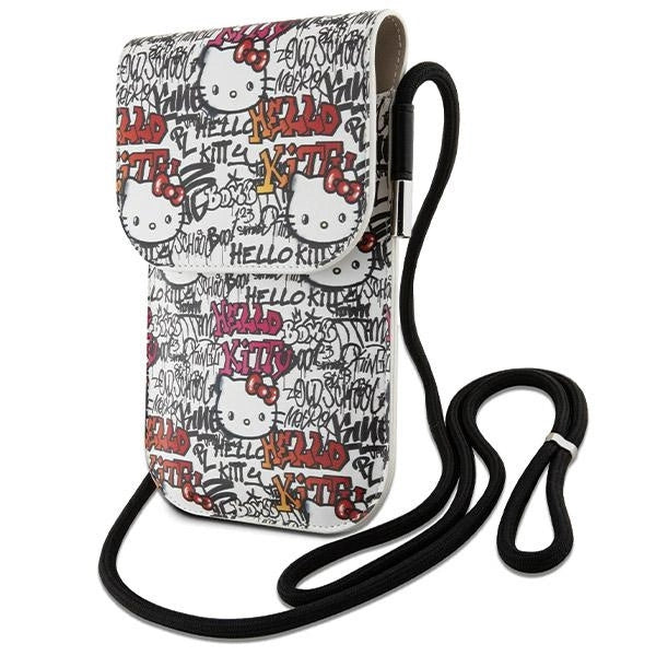 Hello Kitty Leather Tags Graffiti Cord bag - beige_0