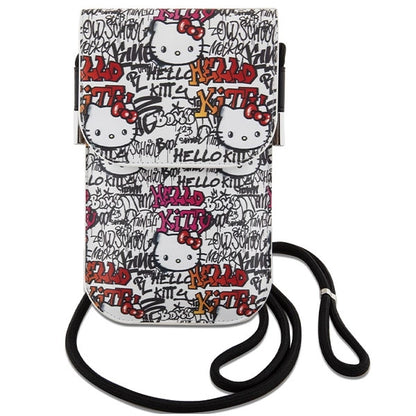 Hello Kitty Leather Tags Graffiti Cord bag - beige_1