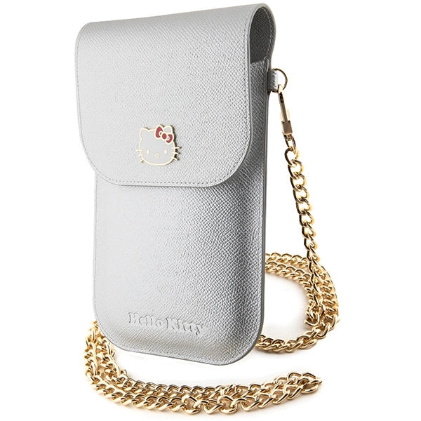 Hello Kitty Leather Metal Logo Chain bag - silver_3