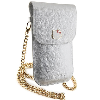 Hello Kitty Leather Metal Logo Chain bag - silver_4