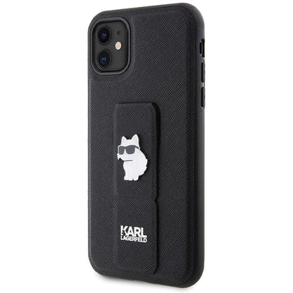 Karl Lagerfeld Gripstand Saffiano Choupette Pins Case for iPhone 11 / Xr - Black_1