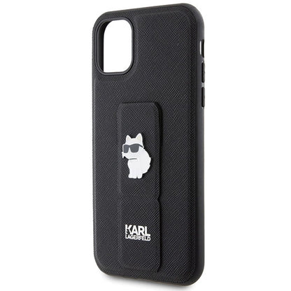 Karl Lagerfeld Gripstand Saffiano Choupette Pins Case for iPhone 11 / Xr - Black_5