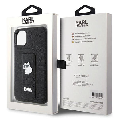 Karl Lagerfeld Gripstand Saffiano Choupette Pins Case for iPhone 11 / Xr - Black_7