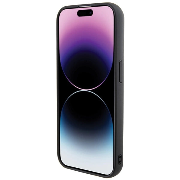 Karl Lagerfeld Gripstand Saffiano Karl&amp;Choupette Pins case for iPhone 14 Pro - black_4