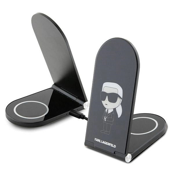 Karl Lagerfeld Ikonik MagSafe 15W inductive charger, foldable 2in1 - black_0