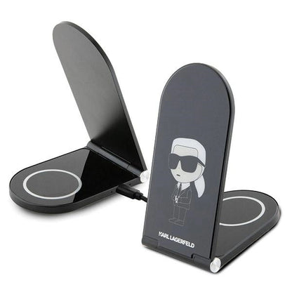 Karl Lagerfeld Ikonik MagSafe 15W inductive charger, foldable 2in1 - black_0