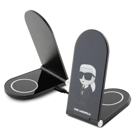 Karl Lagerfeld Ikonik MagSafe 15W inductive charger, foldable 2in1 - black_0