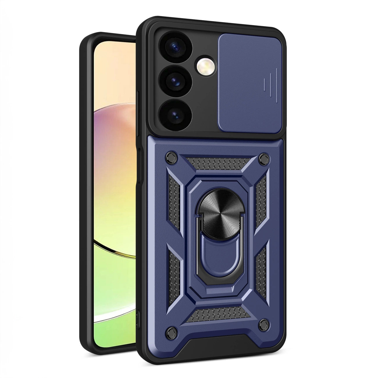 Hybrid Armor Camshield armored case for Samsung Galaxy S24 with camera cover - blue_0