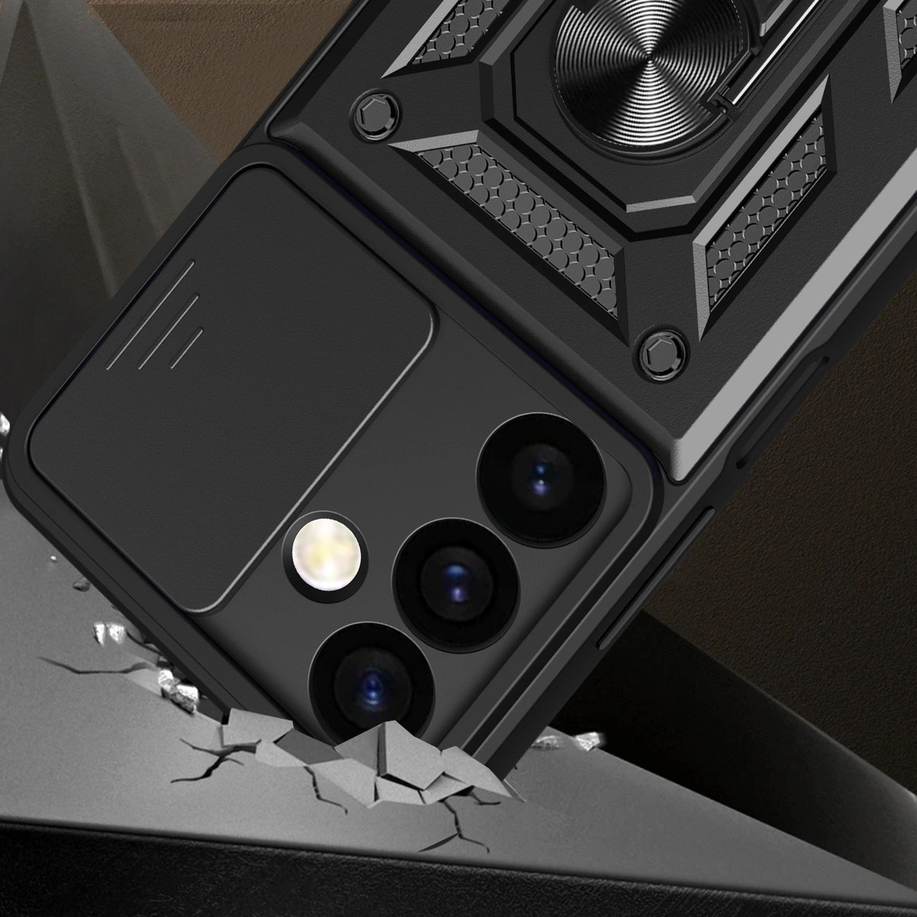 Hybrid Armor Camshield armored case for Samsung Galaxy S24+ with camera cover - black_3
