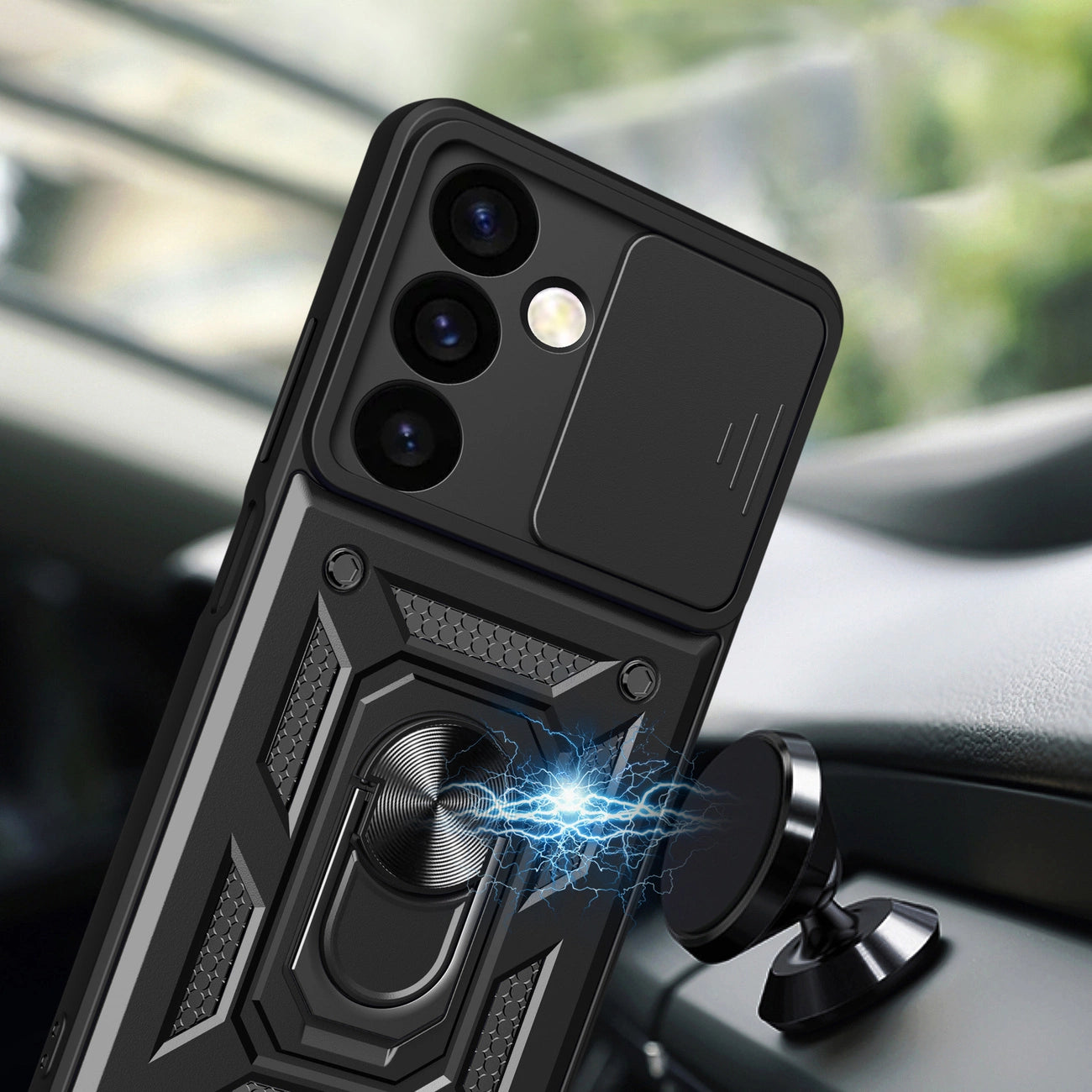 Hybrid Armor Camshield armored case for Samsung Galaxy S24+ with camera cover - black_4