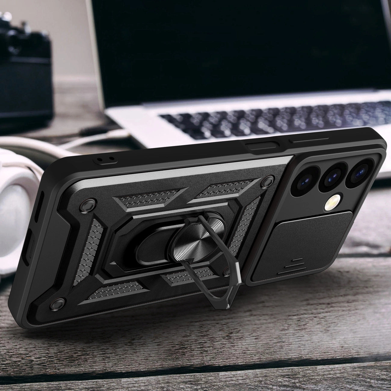 Hybrid Armor Camshield armored case for Samsung Galaxy S24+ with camera cover - black_8