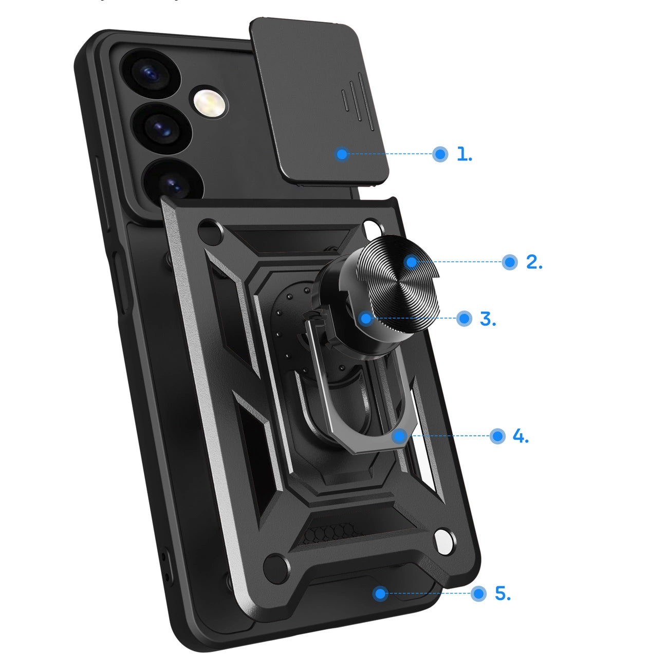 Hybrid Armor Camshield armored case for Samsung Galaxy S24+ with camera cover - black_2