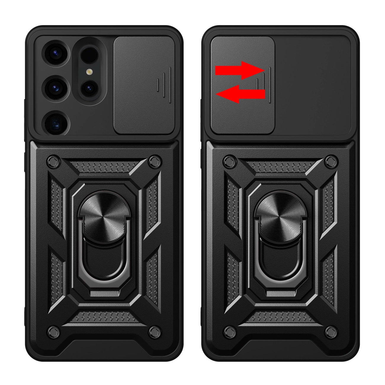 Hybrid Armor Camshield case for Samsung Galaxy S24 Ultra armored with camera cover - black_2