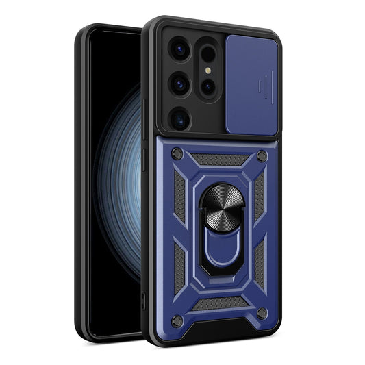 Hybrid Armor Camshield case for Samsung Galaxy S24 Ultra armored with camera cover - blue_0