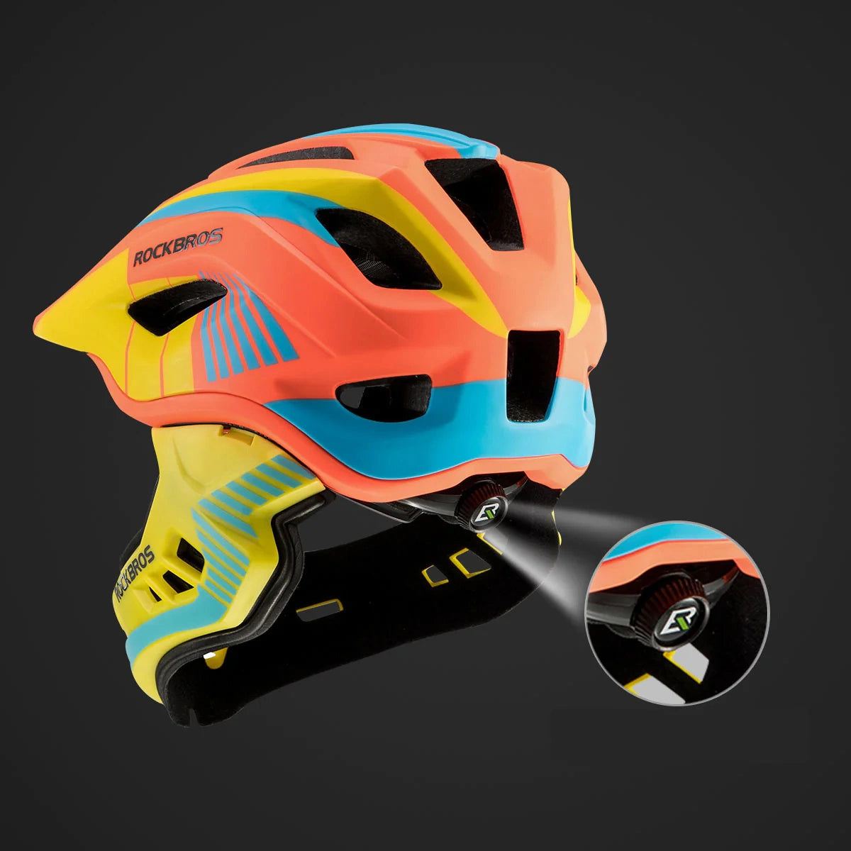 Rockbros TT-32SOYB-M children's bicycle helmet with detachable chinbar, size M - yellow-orange_6