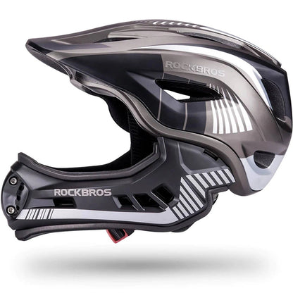Rockbros TT-32SBTG-M children&#39;s bicycle helmet with removable chinbar, size M - gray_1