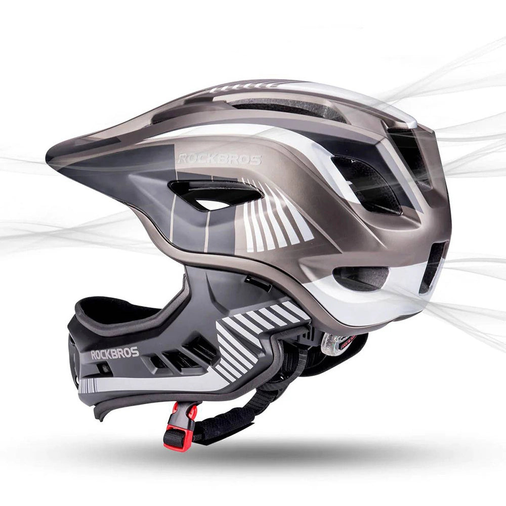 Rockbros TT-32SBTG-M children&#39;s bicycle helmet with removable chinbar, size M - gray_4