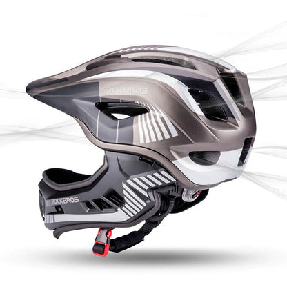 Rockbros TT-32SBTG-S children's bicycle helmet with removable chinbar, size S - gray_4