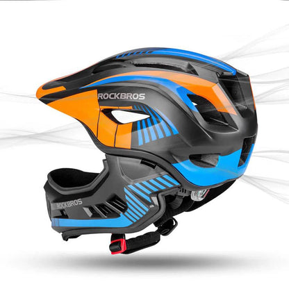 Rockbros TT-32SOBL-M children&#39;s bicycle helmet with removable chinbar, size M - black and orange_4