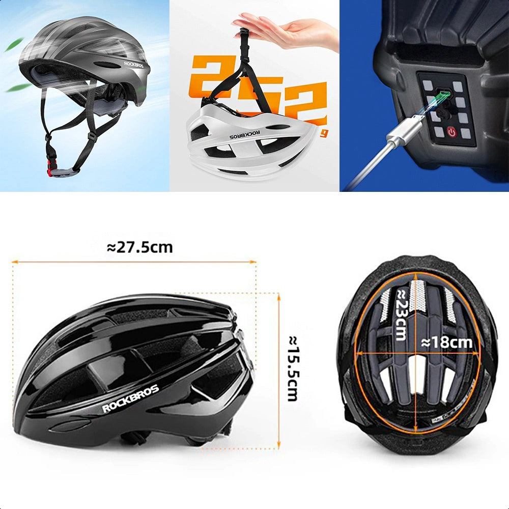 Rockbros ZK-013TI Bike Helmet Universal Size 55-60cm - Gray_4