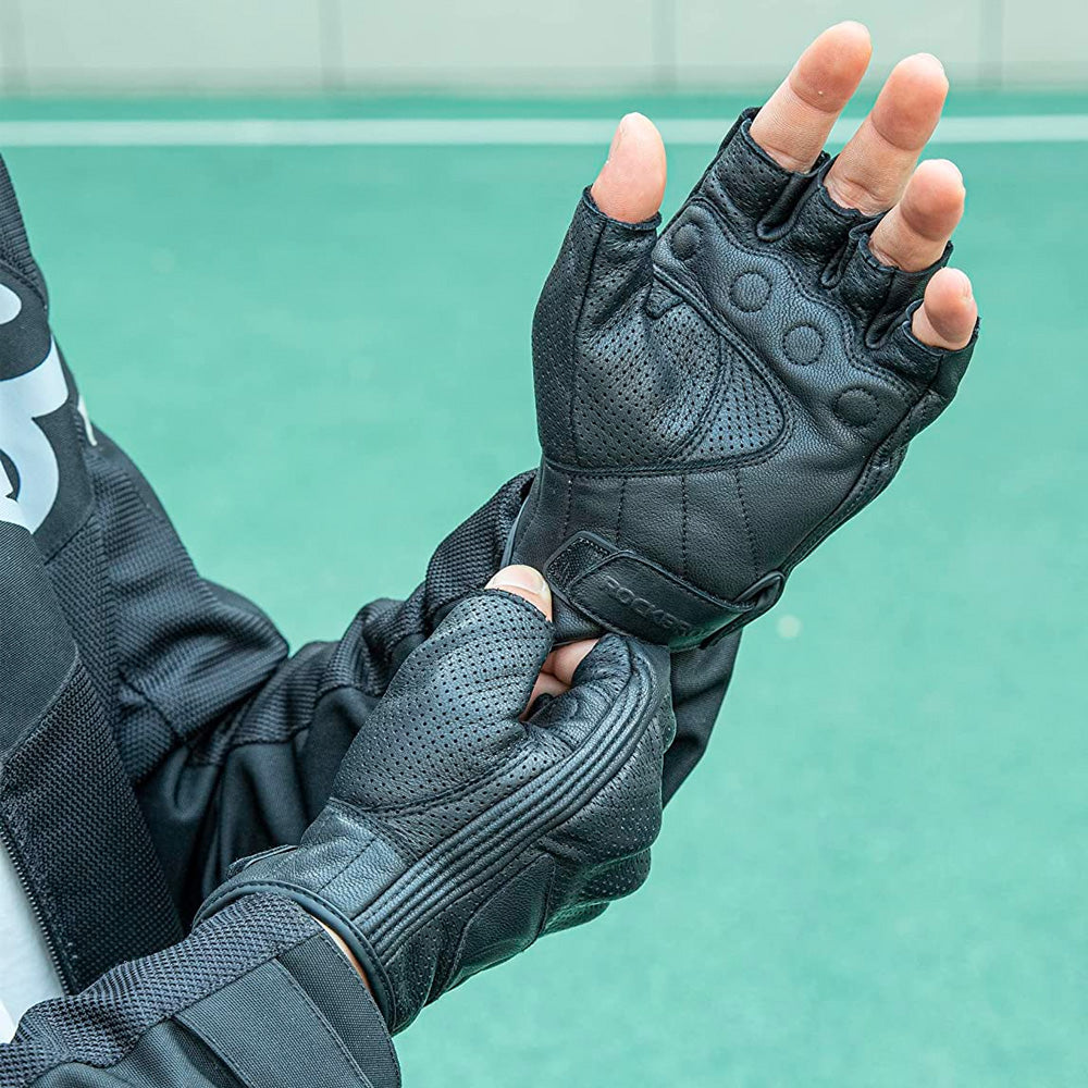Rockbros 16220006002 M leather motorcycle gloves - black_1