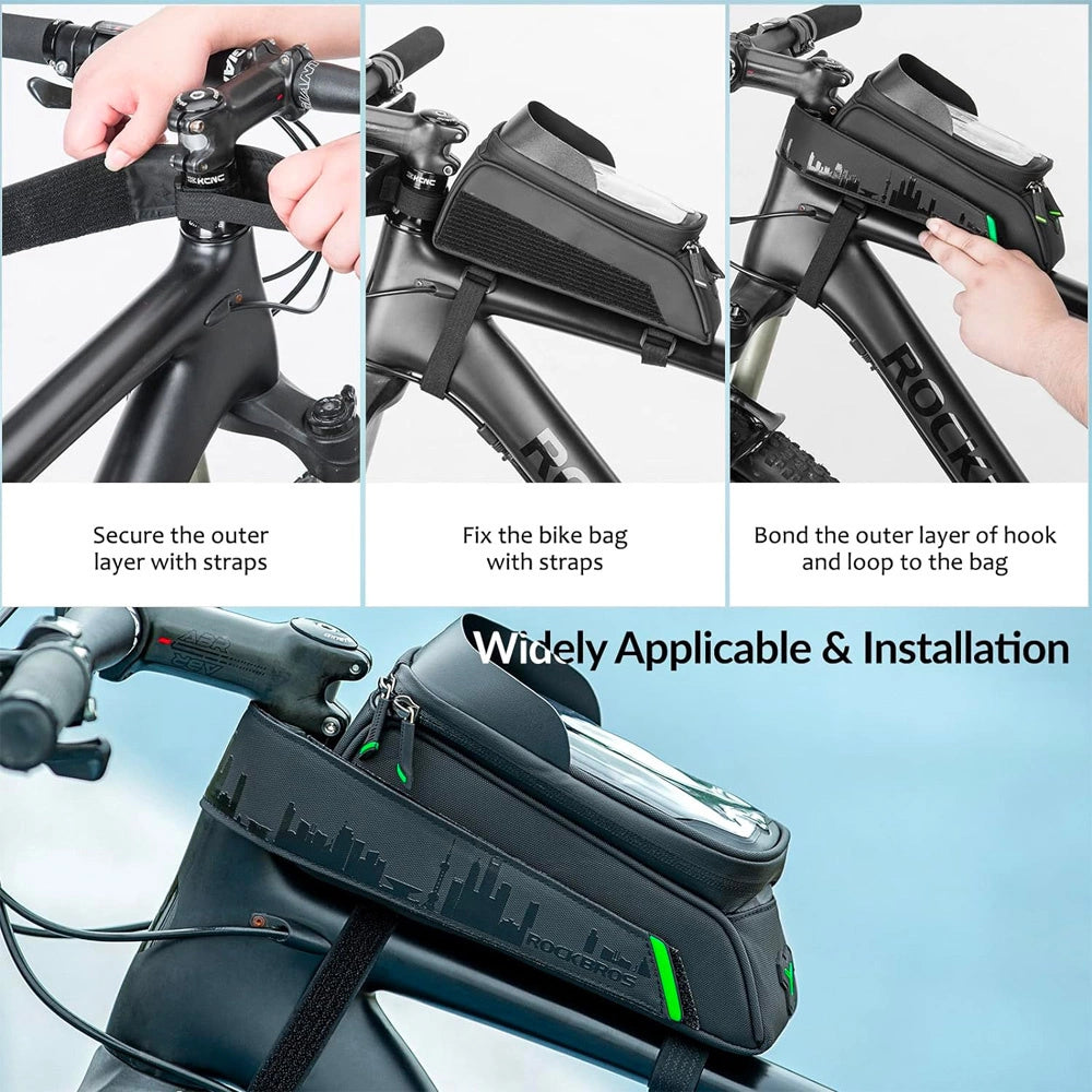 Rockbros 029-1BK bicycle bag for frame with phone cover - black_5