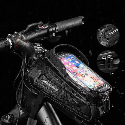 Rockbros B68 bicycle bag for armored frame with phone pocket and cover 1.7l - black_6