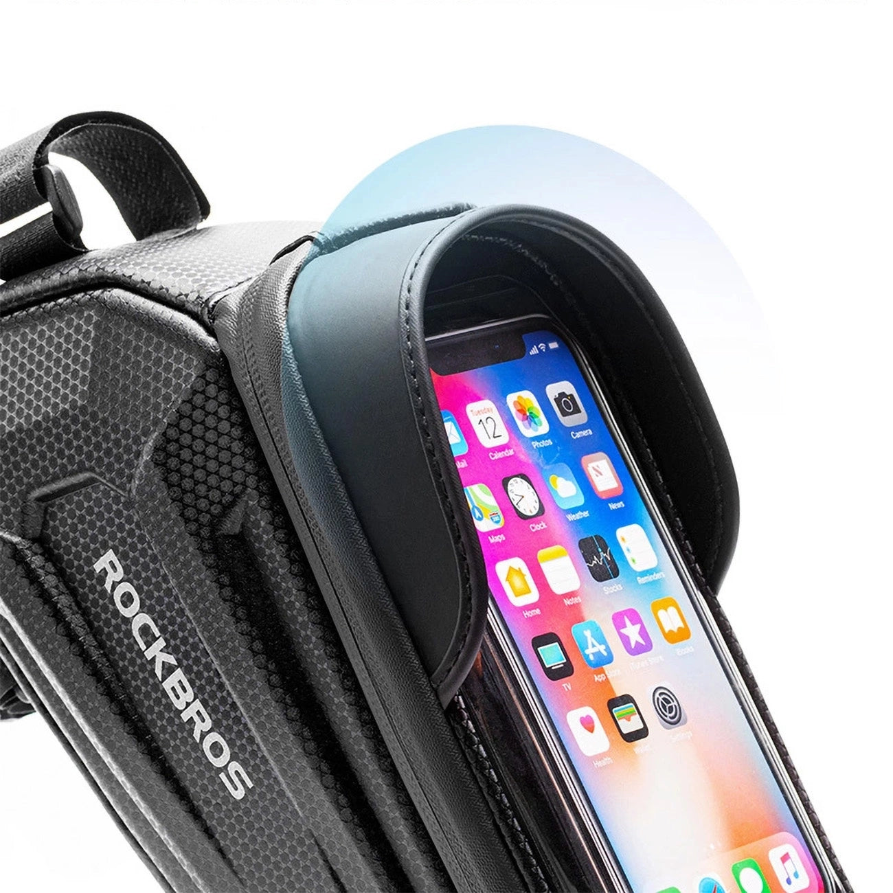 Rockbros B68 bicycle bag for armored frame with phone pocket and cover 1.7l - black_3