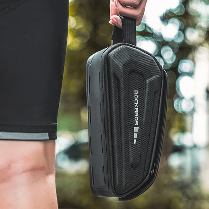 Rockbros 30120064001 waterproof frame bicycle bag with phone cover - black_1