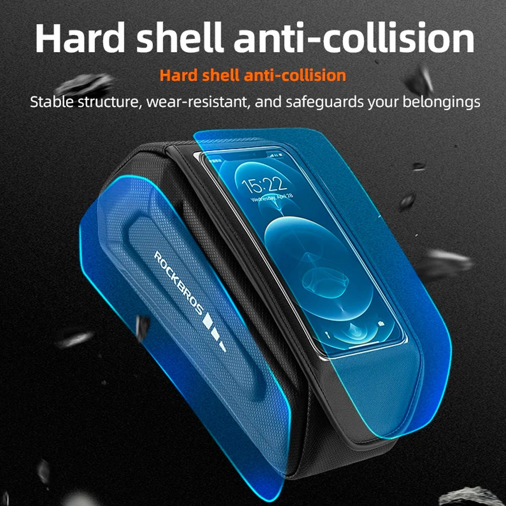 Rockbros 30120064001 waterproof frame bicycle bag with phone cover - black_4