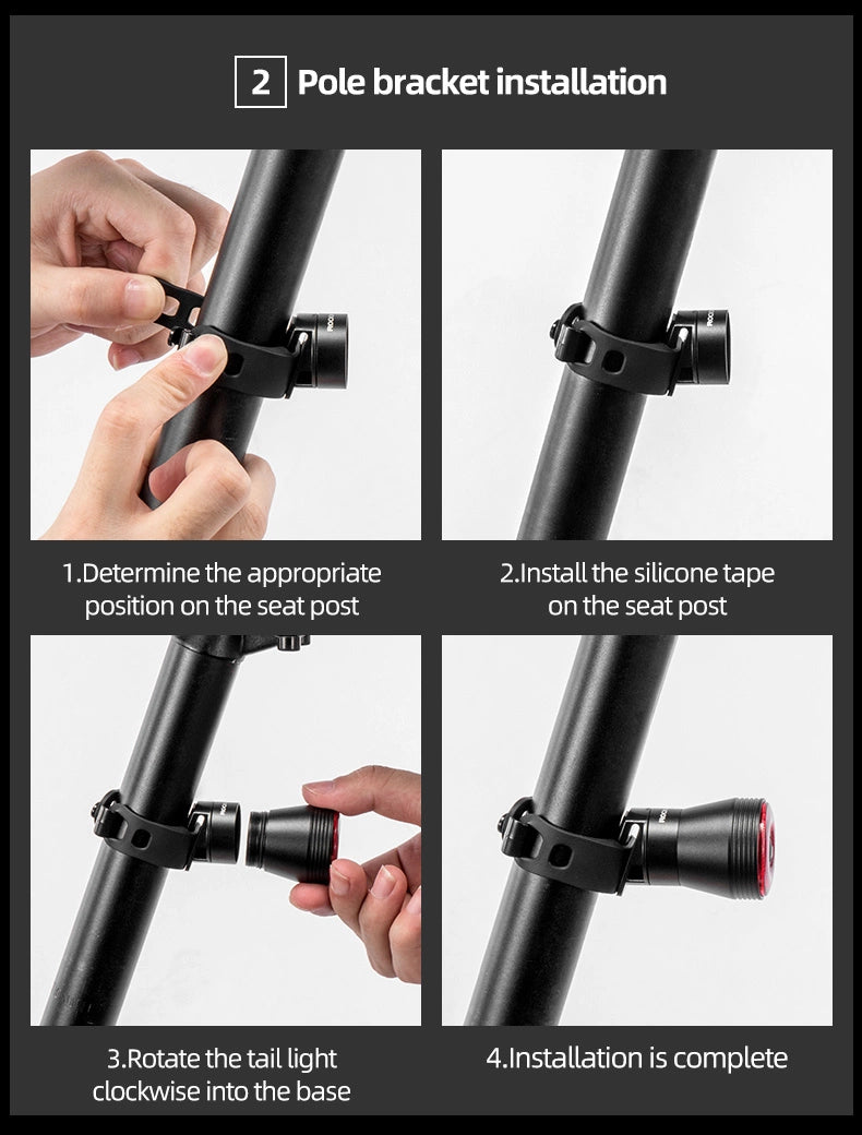 Rockbros Q5 Rear Bike Light with Intelligent Stop System - Black_19