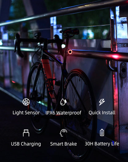 Rockbros Q3 Rear Bike Light with Smart Stop System - Black_6