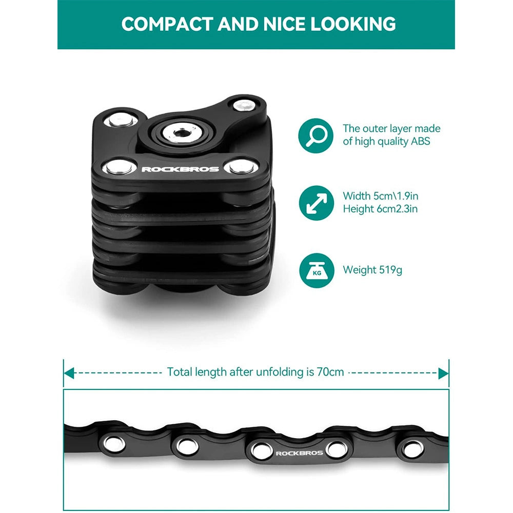 Rockbros WD795 foldable bicycle lock - black_2