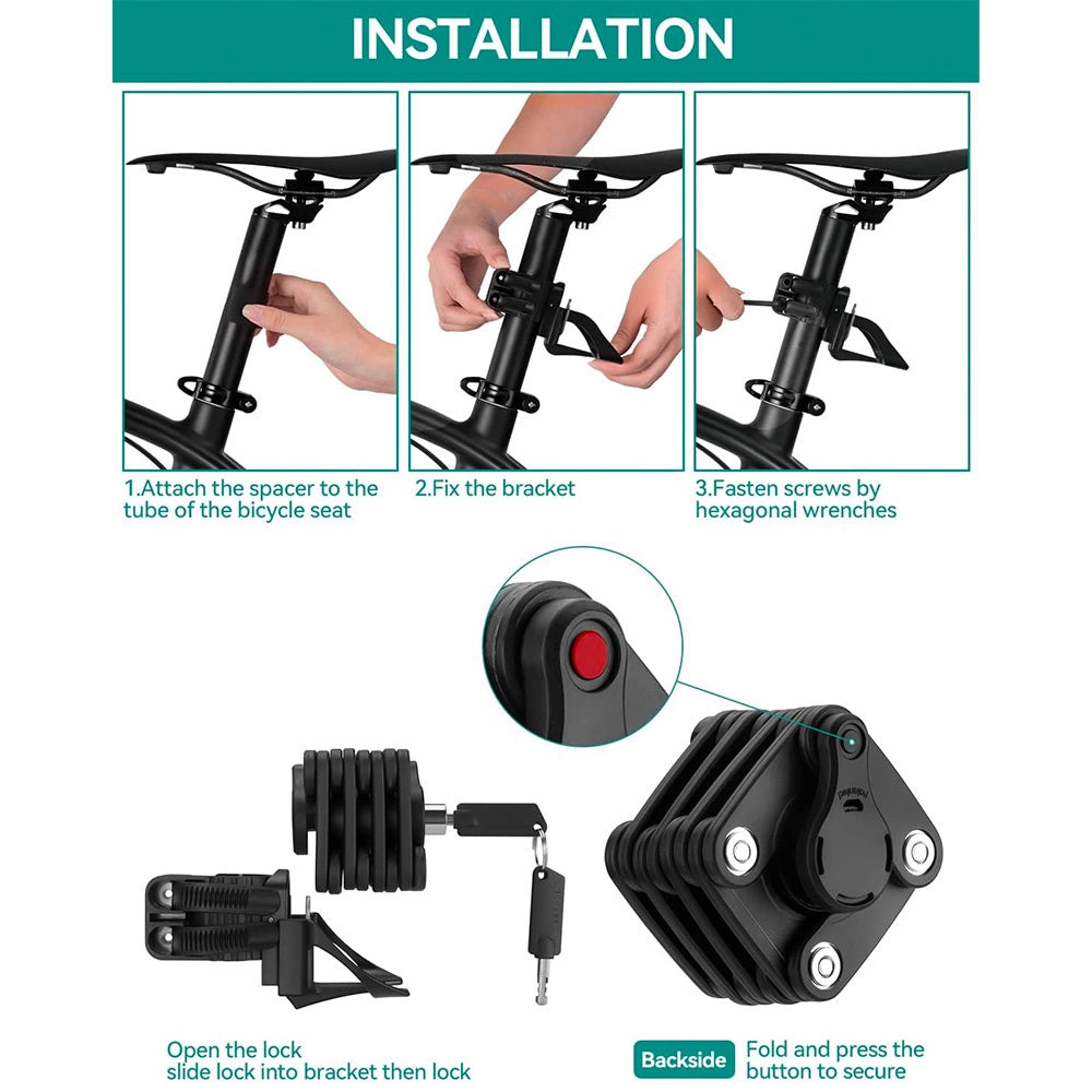 Rockbros WD795 foldable bicycle lock - black_4