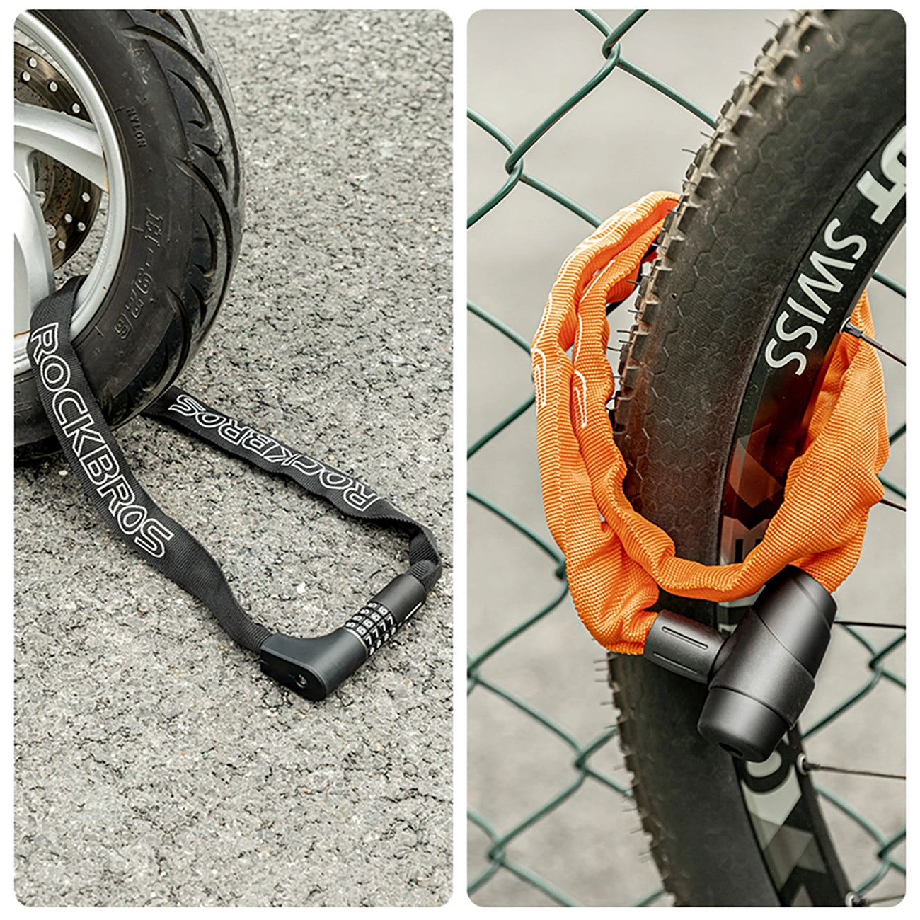 Rockbros 3230002001 bicycle lock with combination and key - black_9