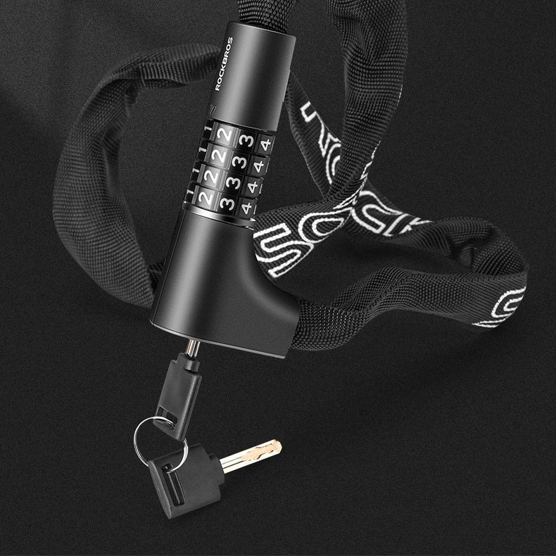 Rockbros 3230002001 bicycle lock with combination and key - black_6