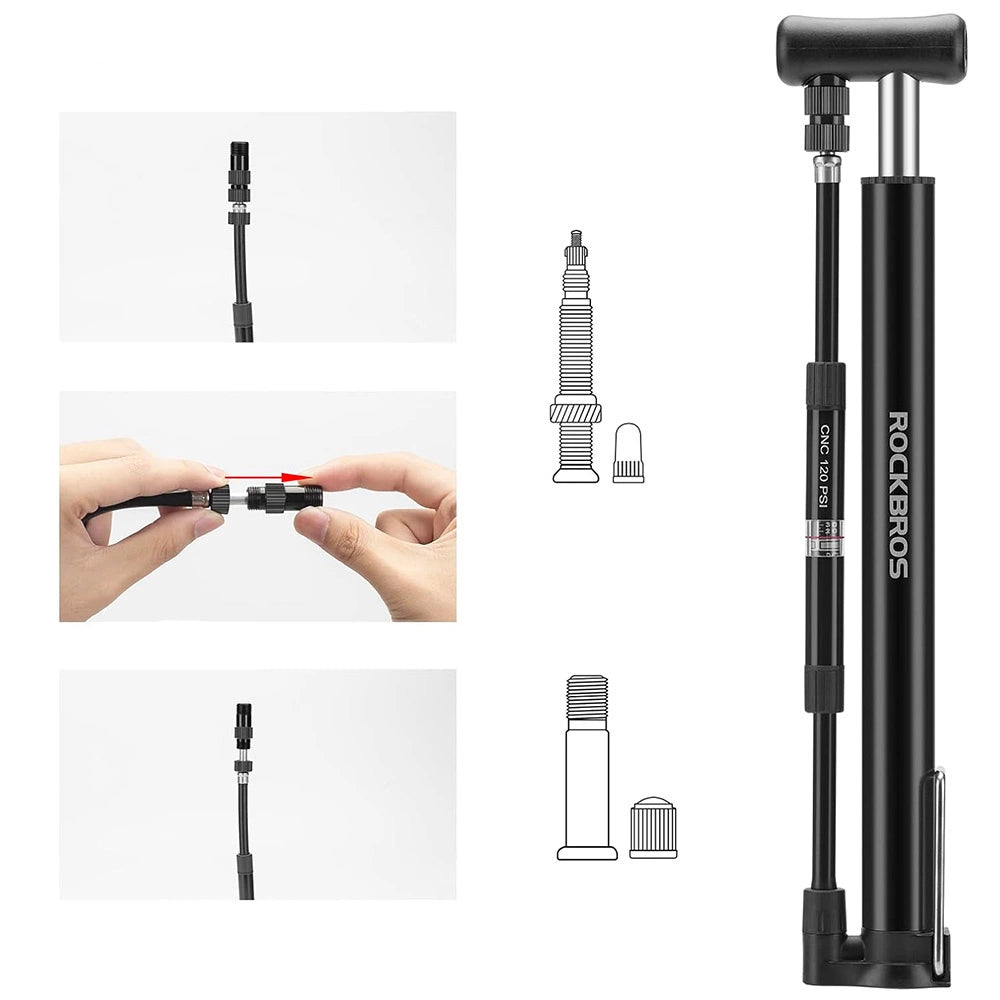 Rockbros 42322821001 floor bicycle pump - black_1