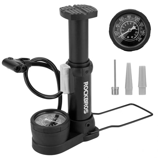 Rockbros 42610002001 floor bicycle pump with pressure gauge - black_0
