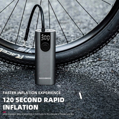 Rockbros 42720001001 Electric Bike Pump with LED Display + USB-C - USB-A Cable - Black_3