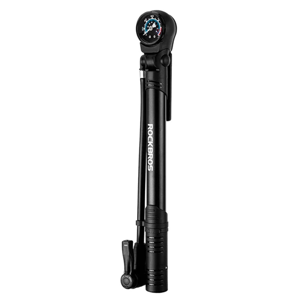 Rockbros 42310006001 bicycle pump with pressure gauge - black_0