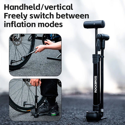 Rockbros 42310006001 bicycle pump with pressure gauge - black_1