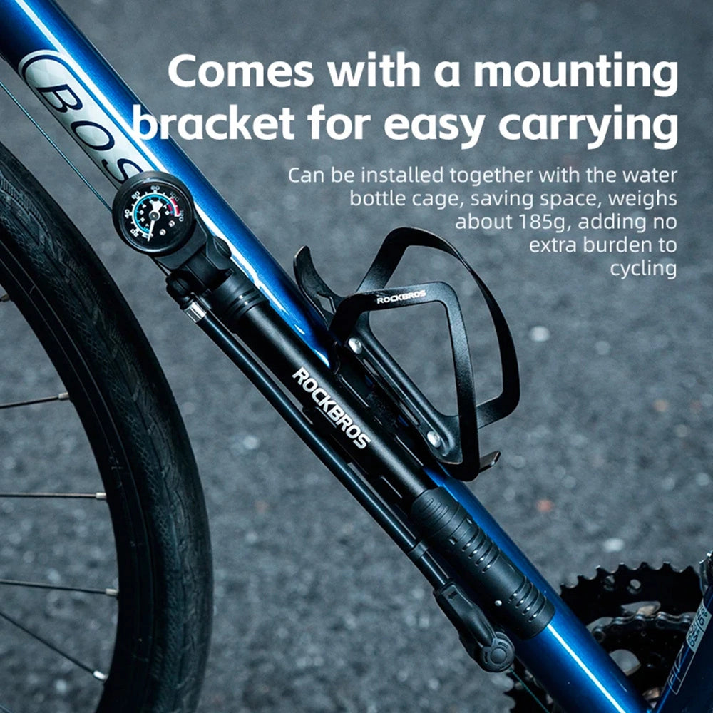 Rockbros 42310006001 bicycle pump with pressure gauge - black_3