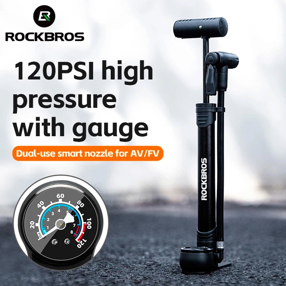 Rockbros 42310006001 bicycle pump with pressure gauge - black_6