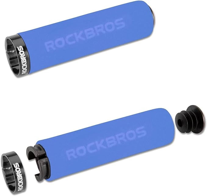 Rockbros BT1001BLBK sponge bicycle handlebar grips - blue and black_1