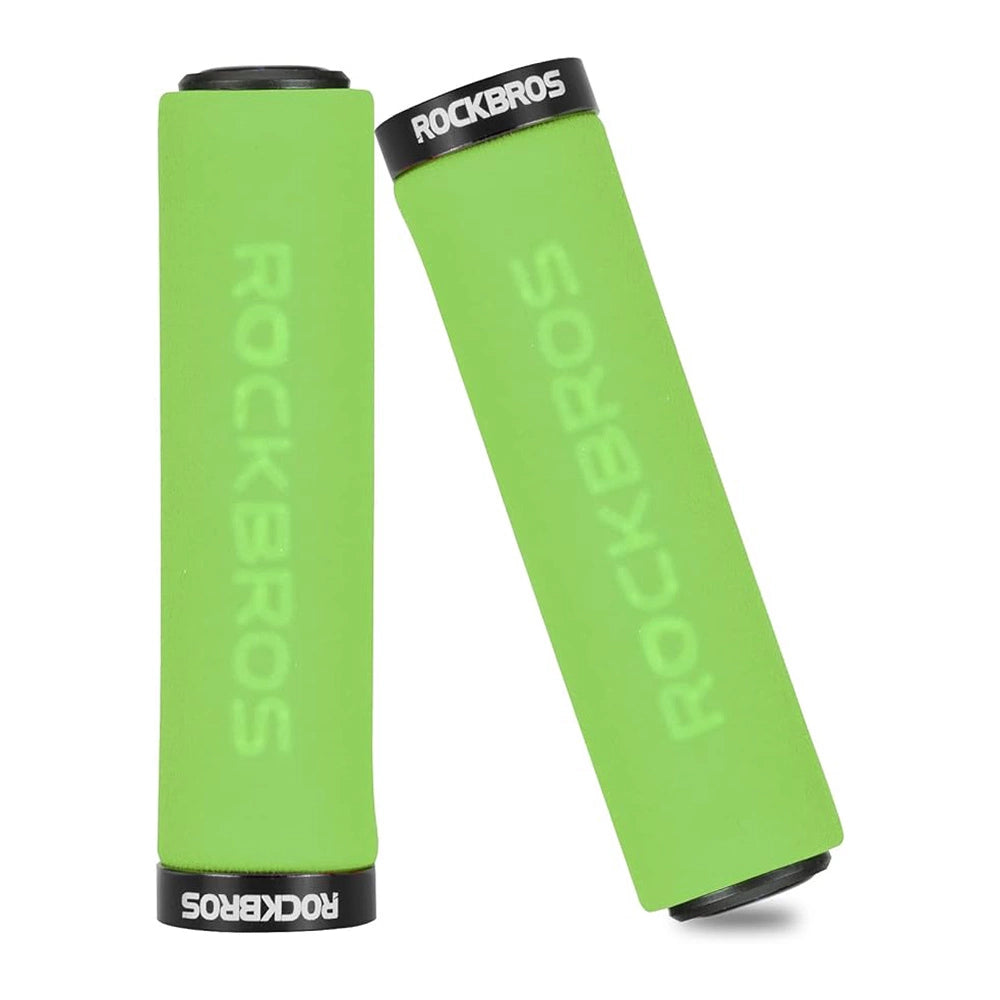 Rockbros BT1001GNBK sponge bicycle handlebar grips - green and black_0