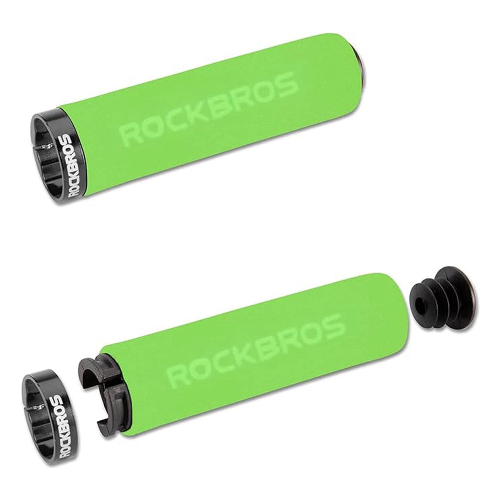 Rockbros BT1001GNBK sponge bicycle handlebar grips - green and black_1
