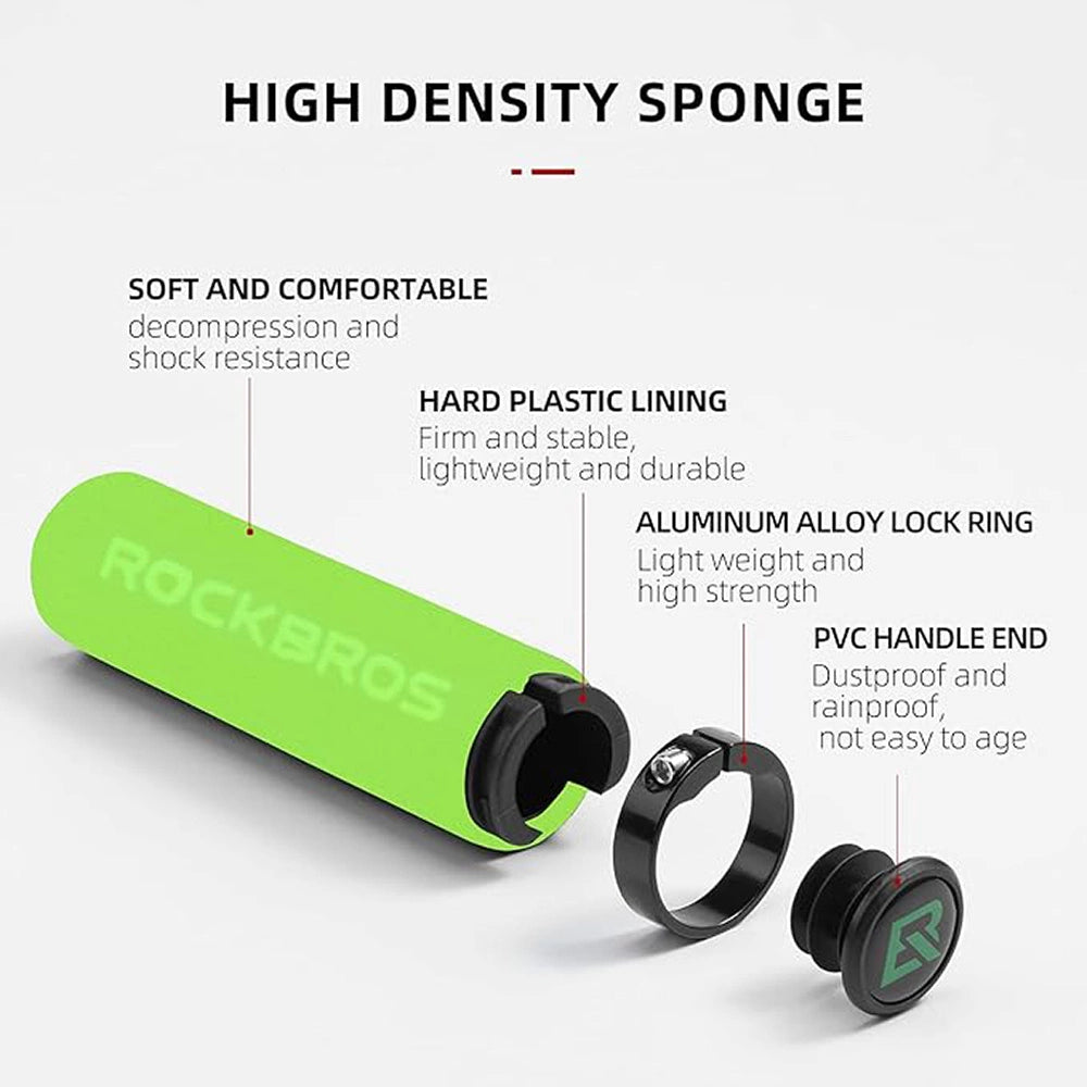 Rockbros BT1001GNBK sponge bicycle handlebar grips - green and black_3