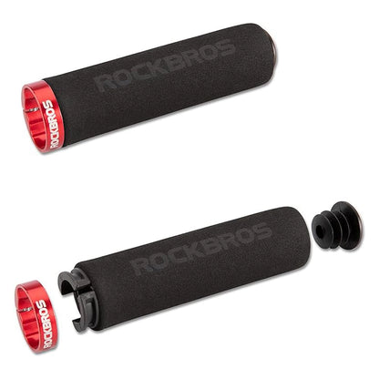 Rockbros BT1001BKRD sponge bicycle handlebar grips - black and red_1