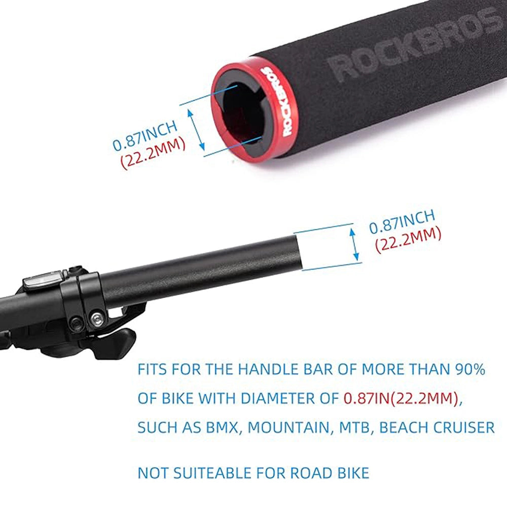 Rockbros BT1001BKRD sponge bicycle handlebar grips - black and red_3